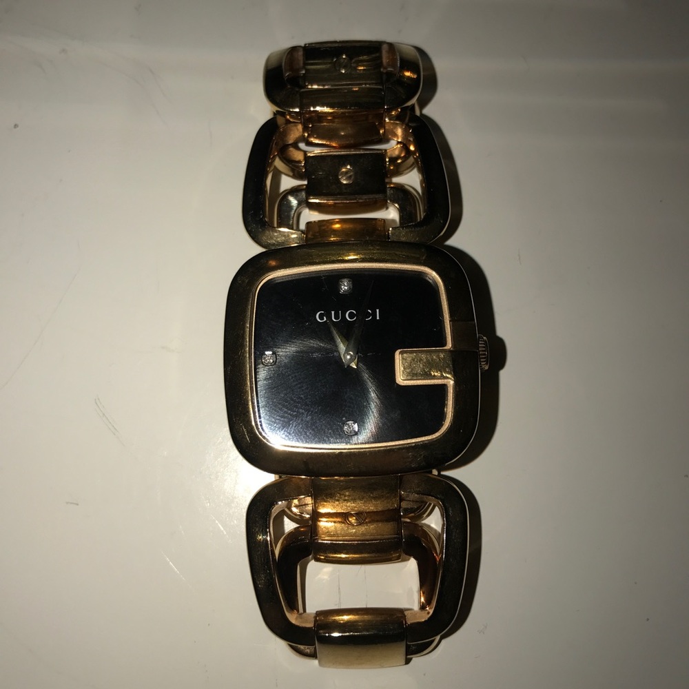 Swiss G Gucci Diamond Accent Gold Watch